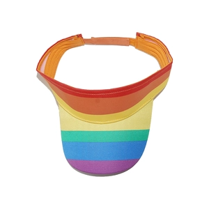 Visiera parasole a righe arcobaleno con cinturino in velcro regolabile per protezione estiva