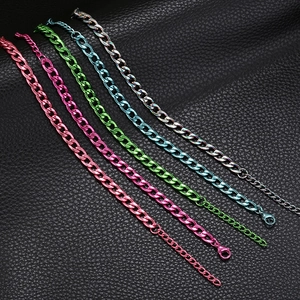 Colorful hip hop stainless steel curb chain bracelets with lobster clasp for women