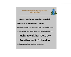 Detailed size chart for 101pcs Christmas ball ornaments set with star tree topper