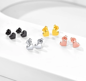 Minimalist Alloy Heart Stud Earrings For Women Personalized Tiny Love Earring Simple Daily Jewelry Gold Silver Rose Gold Black