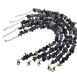 Five strands of natural irregular purple tumbled stone bracelets with gold lobster clasps
