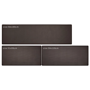 Brown anti-slip PU leather kitchen floor mats shown in three sizes on a white background