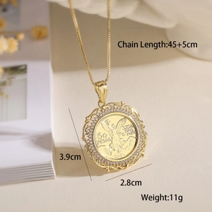 Detailed view of 18K gold coin pendant with clear size dimensions and weight info
