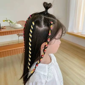 Girl's colorful hair braiding ropes and red mushroom hair clips set for creative styling