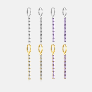 Orecchini A Cerchio Pendenti In Argento Sterling 925 Da Donna Con Zirconi Cubici Rettangolari Gioielli Minimalisti A Goccia Lunga