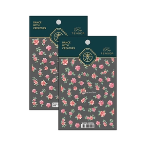 5D stereoscopic pink rose floral nail art stickers with embossed watercolor flower designs