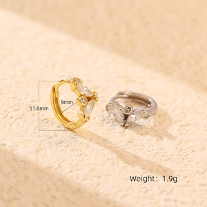 S925 silver geometric hoop earrings with marquise zircon in gold and silver finish