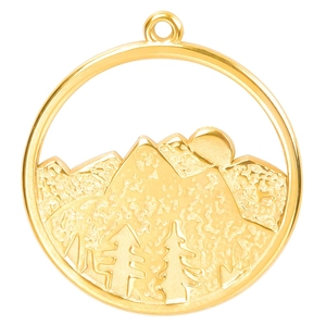 18k gold plated stainless steel mountain and sun pendant for minimalist necklaces