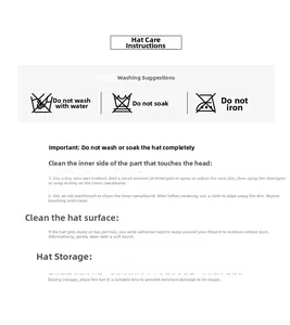 Detailed cleaning and care instructions for the soft cotton R-letter baseball cap