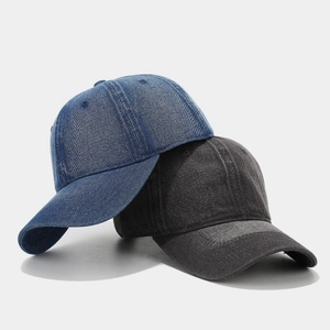 Classic vintage washed denim baseball caps in dark blue and black colors