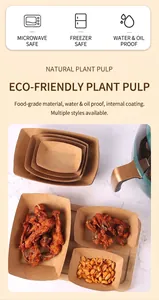 Eco-friendly brown kraft paper food boats in multiple sizes for fried chicken and snacks