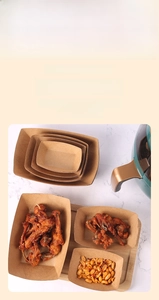 Eco-friendly brown kraft paper food boats in multiple sizes for fried chicken and snacks