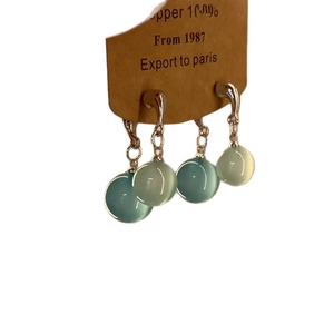 Elegant water drop blue resin earrings with silver needle hooks for women's jewelry