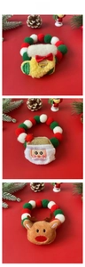 Three-piece Christmas pet collar set featuring Santa, reindeer, and sock plush decorations