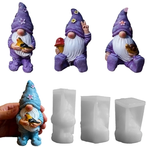 Gnome Silicone Mold For DIY Candle Making Cake Baking Resin Plaster Garden Dwarf Ornament White Flexible