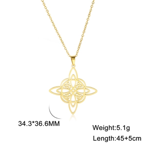 Gold stainless steel hollow Celtic knot pendant necklace with adjustable chain