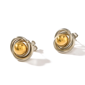 Minimalist 18K gold and silver stainless steel spherical hoop earrings for women