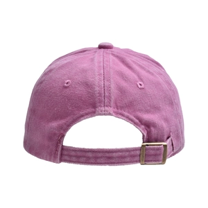 Close-up of vintage washed cotton baseball cap back with adjustable metal buckle closure