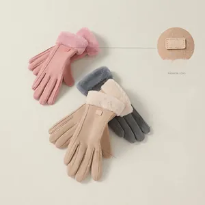 Warm winter gloves for women with faux fur trim and touchscreen function in three colors