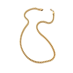 Polished gold stainless steel curb chain necklace with secure lobster clasp closure