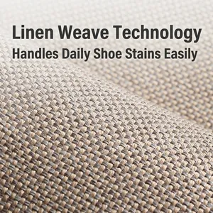 Linen woven kitchen rug with non-slip backing and durable textured weaving pattern