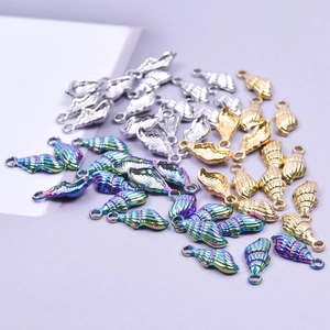 Mix of metallic shell pendants in silver gold and rainbow colors for jewelry DIY projects