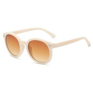 Lunettes de soleil rondes beiges pour enfants avec verres dégradés orange et UV