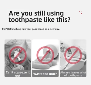 Visual guide showing common toothpaste waste problems like residue and over-squeezing issues