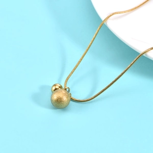 18K gold plated necklace with matte and polished dual bead pendant on a snake chain