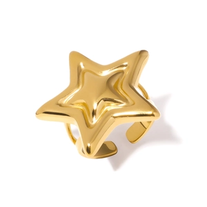 Bague étoile dorée en acier inoxydable avec design minimaliste à couches superposées
