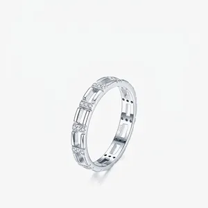 Bague En Argent Sterling 925 Géométrique Creuse Micro Pavé Zircone Style Minimaliste Bijoux Pour Femmes