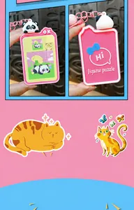 Detailed view of the cute panda slide puzzle keychain toy with pink frame