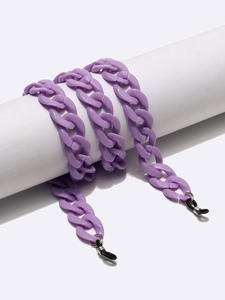Purple acrylic 17x23mm chunky link chain for eyewear and masks with rubber ends