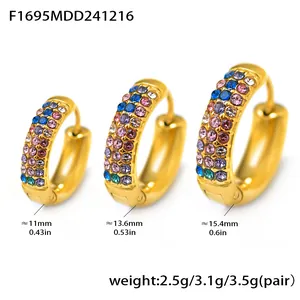 Size and weight specifications for stainless steel turquoise hoop earrings in three sizes