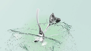 Macro view of mermaid ice globe massager splashing in water for skincare therapy