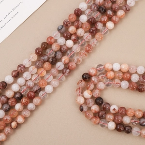 Natural red hematoid quartz crystal round beads for DIY handmade jewelry bracelets