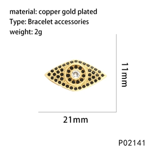 Detailed dimensions of Evil Eye charm with gold plating and cubic zirconia inlay
