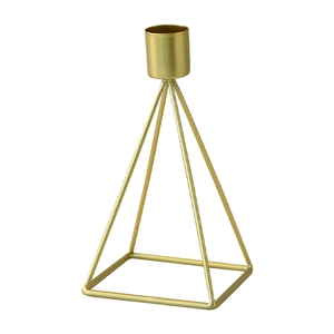 Modern gold geometric iron candlestick holder for minimalist home table decoration