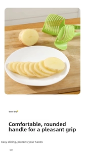 Multi-functional vegetable slicer guide with ergonomic handle for safe potato slicing
