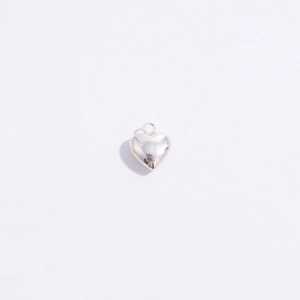 Polished S925 sterling silver 3D heart pendant with jump ring for DIY jewelry making