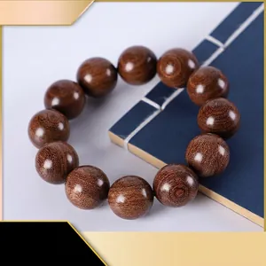 Men Beaded Bracelet Natural Wood Buddhist Prayer Beads Ethnic Style Polished Round Zen Jewelry For Meditation