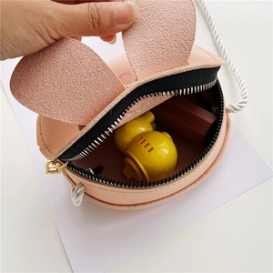 Mini borsa a tracolla con coniglio rosa per bambini con orecchie e cinturino