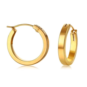 Polished 18K gold-plated stainless steel hoop earrings with chunky wide-band minimalist design