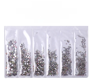 Macro view of Silver Back Crystal AB nail art rhinestones in 1440pcs pack for manicure