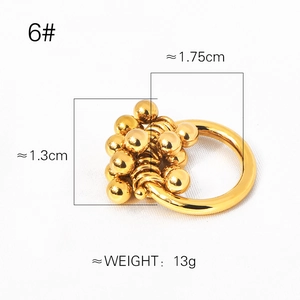 Polished gold beaded cluster ring for women featuring 1.75cm width and 13g weight