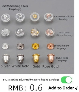 Détail de divers fermoirs de boucles d'oreilles en argent 925 doré et argenté.