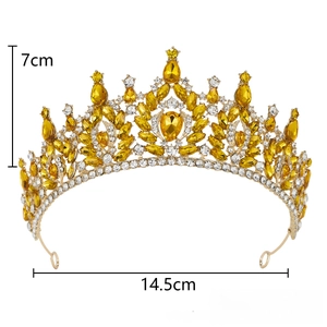 Couronne de mariee baroque strass doree tiara pour accessoires de cheveux de fete