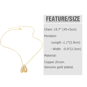 Detailed size specifications for gold letter A necklace with colorful zircon inlay