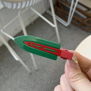 Retro metal hair clip in oil painting red and green finish for autumn and winter styles