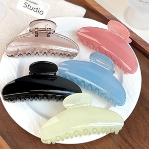 Large Half Round Hair Claw Clips Glossy Plastic Non Slip Minimalist Korean Style Shark Clip Accessory For Women